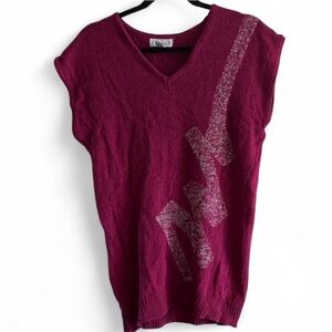 Vintage Parrinello purple silver design v-neck knit top size M